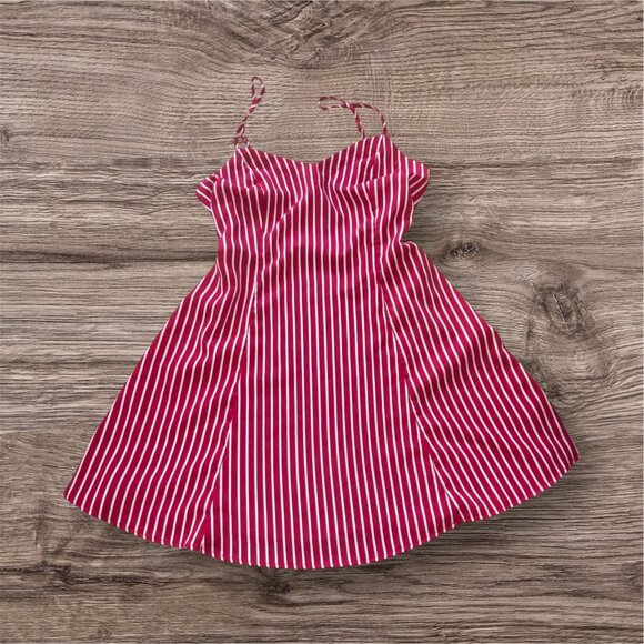 Modcloth Dresses & Skirts - ModCloth Red & White Striped Shift Dress With Adjustable Straps Summer Vacation